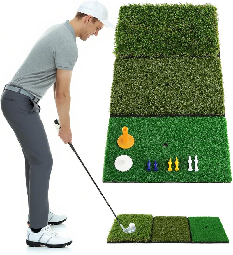 Wind Shear Golf Hitting Mat,Dual-Turf and Tri-Turf Portable & Foldable Golf Mat,Artificial Turf Golf Training Aids for Hitting,Swing & Putting-Ideal Golf Practice Mat for Indoor/Outdoor Use - Image 1